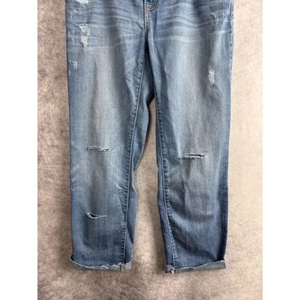 Free People Denim Cropped Blue Jeans Distressed Raw Hem Size‎ 26
